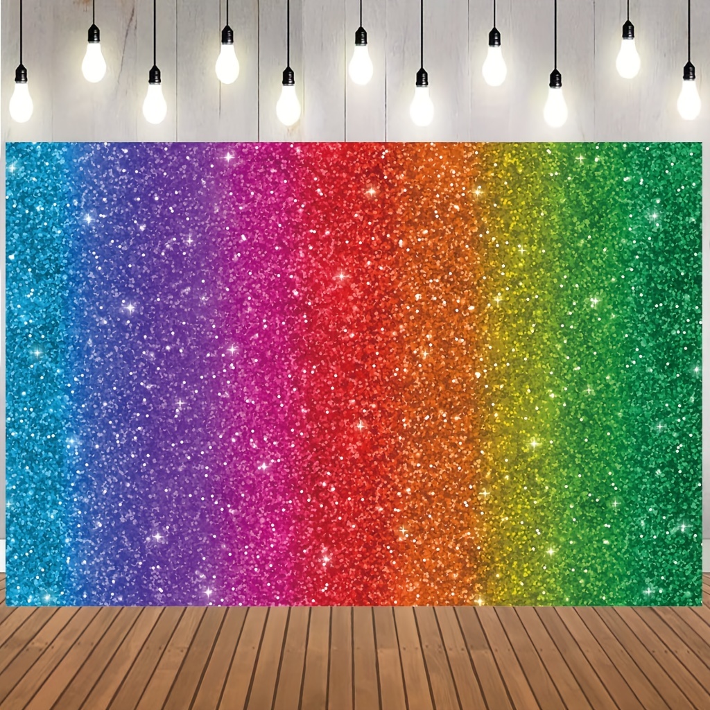 1pc, Rainbow Glitter Backdrop for Princess Birthday Party and Photography -  5x3ft Colorful Sparkle Props