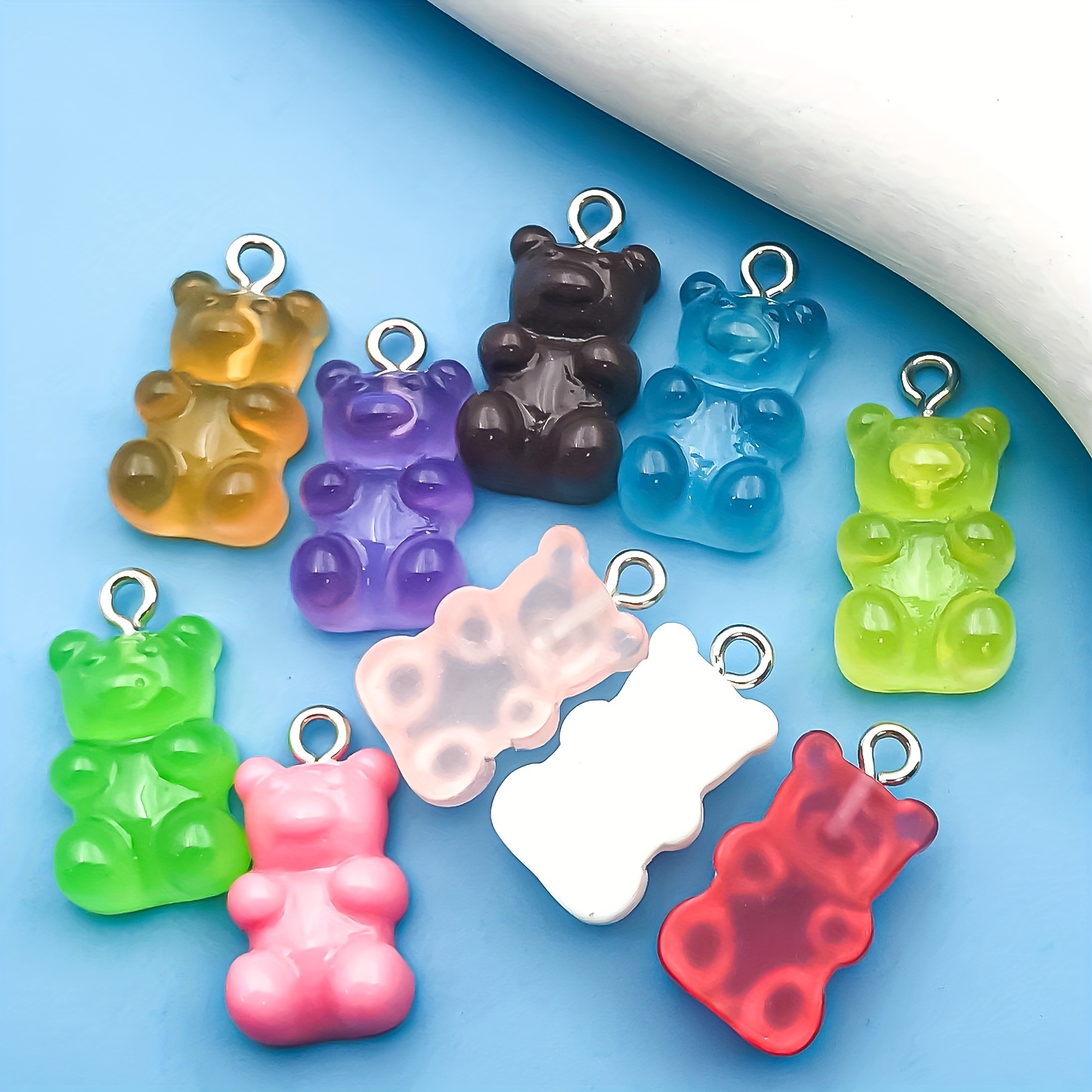 Cute Resin Gummy Bear Key Chain Candy Color Animal Bear - Temu
