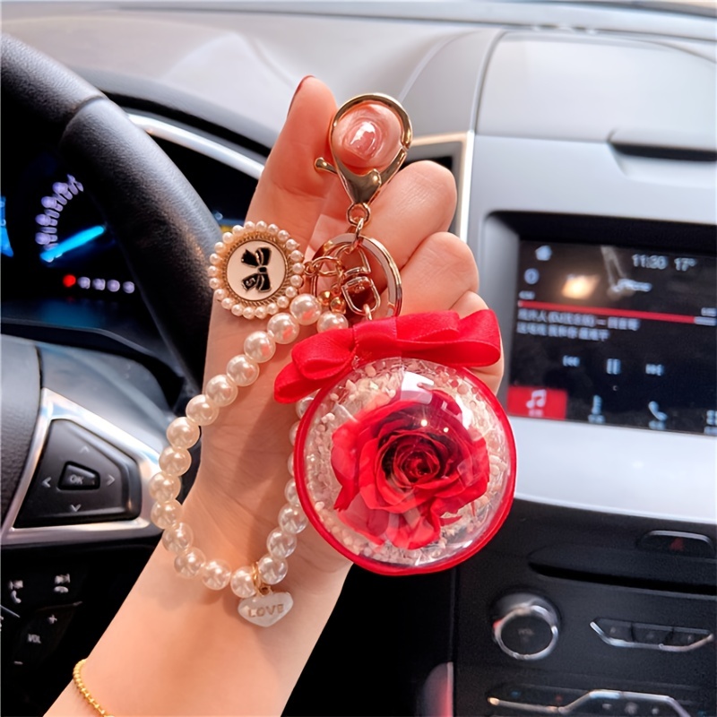 1pc Keychains For Women Rose Love Heart Bowknot Pearl Heart
