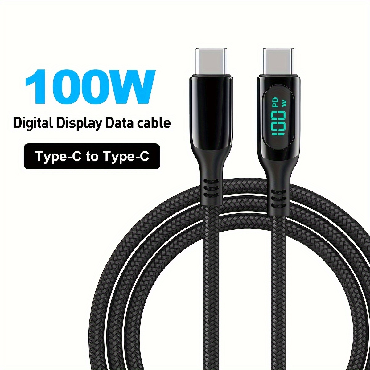 Soopii Usb C Cable,3.1a Pd Fast Charging Type-c Cable With Led Display  Nylon Braided,usb A To Usb C Cable For Galaxy S10/s9/s8/s20 Plus/note 10/9/8,moto  G/lg And Other Usb C Charger