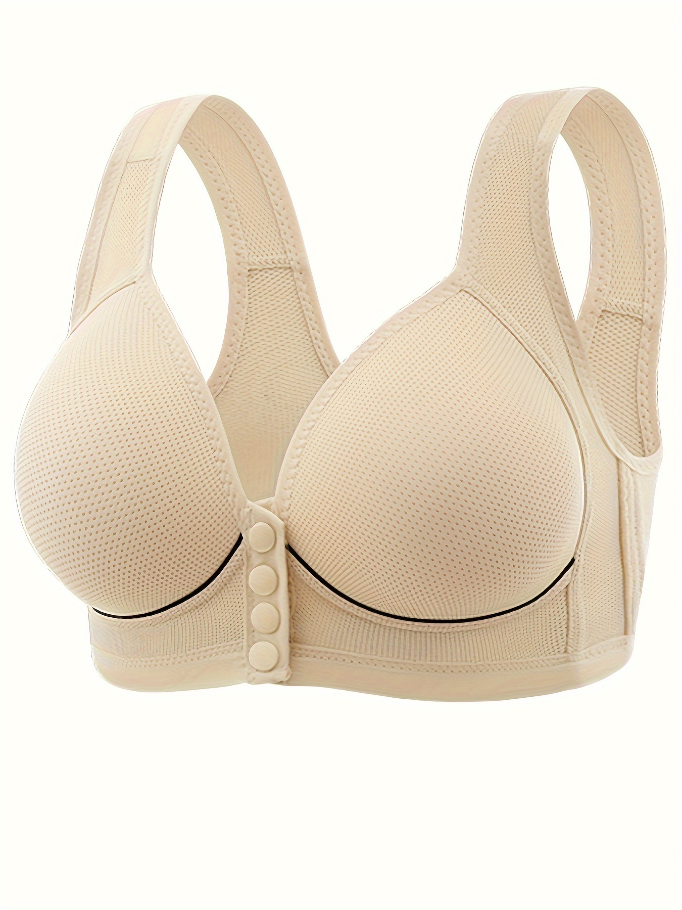 Simple Solid Front Button Bralette Bra Comfy Breathable - Temu