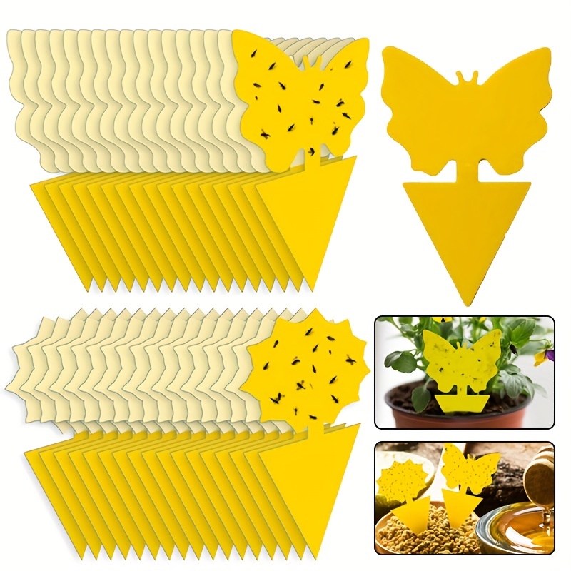 10/20PCS Sticky Insect Trap Double-sided Yellow Plastic Insect Sticky Board  Plant Pest Control Catcher Gardening Supplies