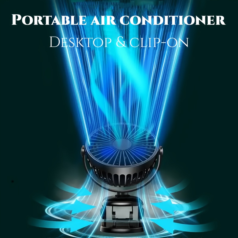 

1pc, Table Top Clip Fan, Portable Air Conditoner Fan, Usb Charge Table Top Fan & Clamped Fan With 720° Wide Angle Airflow - Portable And Silent Mini Fan For Dorm, Office, Travel, And Summer Essential