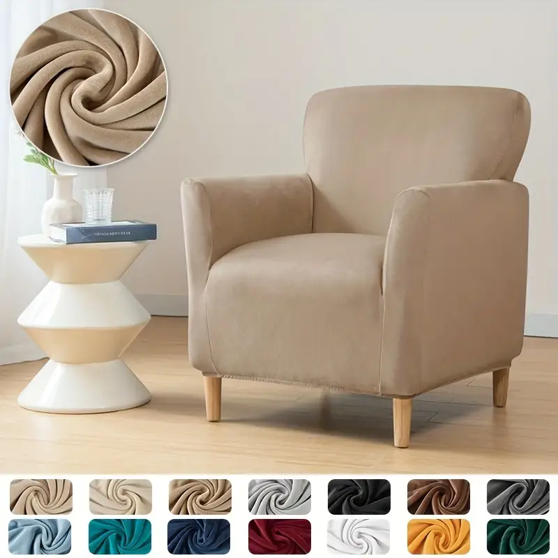 1pc super soft armchair slipcovers elastic velvet club tub chair slipcovers for living room bar counter hotel home decor details 8