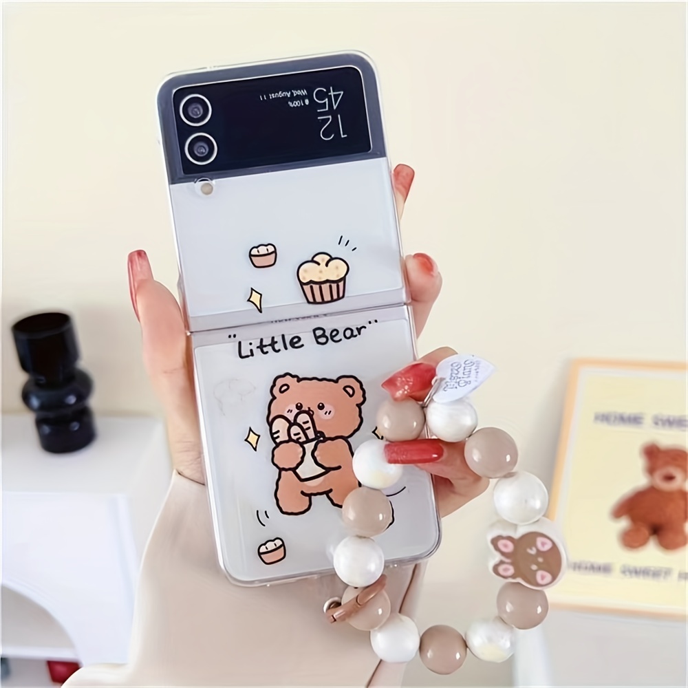  for Z Flip 4 Case Shoulder Rope Phone Case for Samsung Galaxy  ZFlip4 Cover Bracelet Strap Cute 3D Cartoon Bear for Z Flip4 Faux Leather  Shell Cossbody Lanyard : Cell Phones