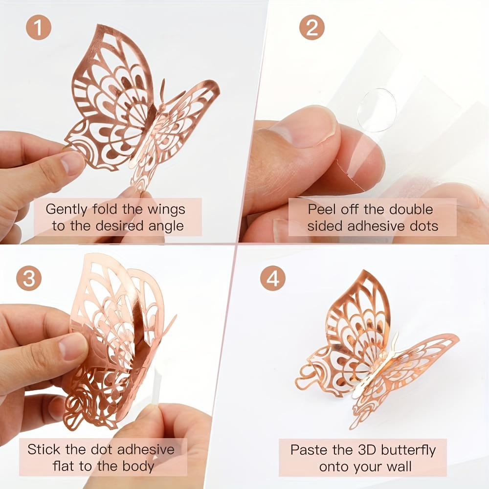  72 Pcs Butterfly Wall Decor Stickers, 6 Styles Gold Butterfly  Decorations, 3 Sizes 3D Butterfly Party Decorations/Birthday  Decorations/Cake Decorations, Gold Butterflies for Gold Wall Decor Room  Decor : Tools & Home