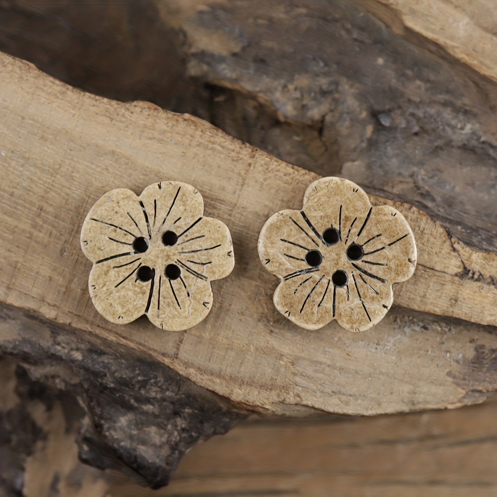 Engraving Pattern Wood Buttons For Clothing Sewing - Temu