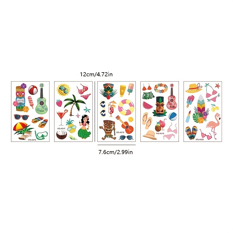 Herbal Tattoos Stickers Cartoon Birthday Cake Party Primitive Tribal Hula Pattern Waterproof