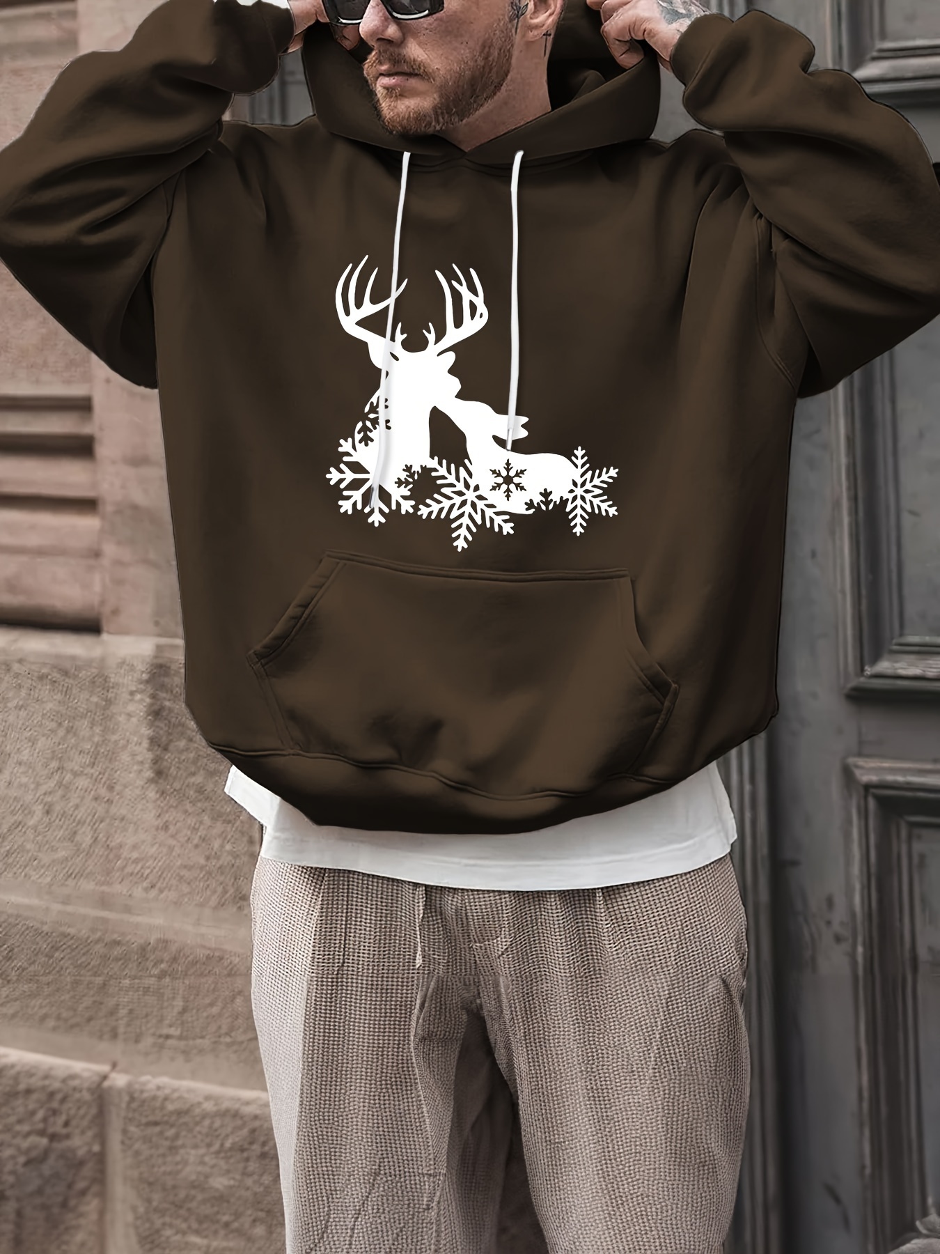 Plus Size Anime Deer Print Men's Hooded Sweatshirt Spring Temu Australia