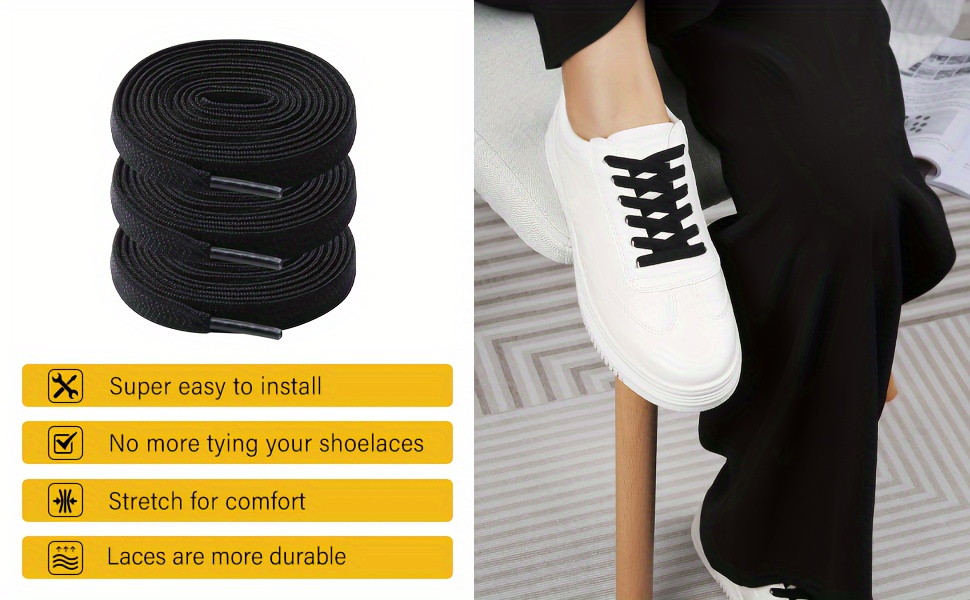 1Pair Elastic Free-Tie Shoelaces, No-Tie Lazy Shoelaces For Sneakers Canvas Shoes