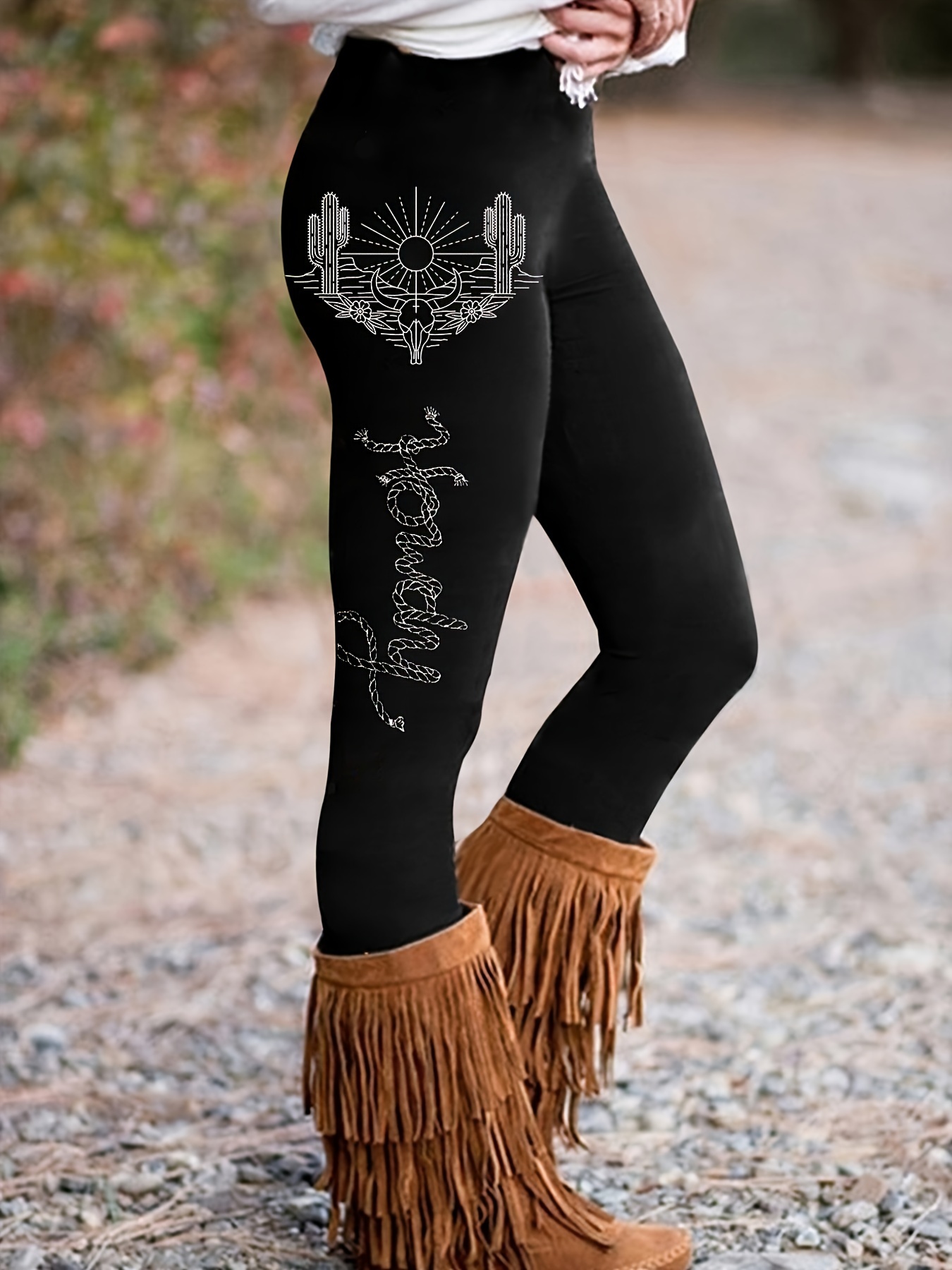 Leggings Ajustados Con Estampado De Cabeza De Toro Y - Temu Chile