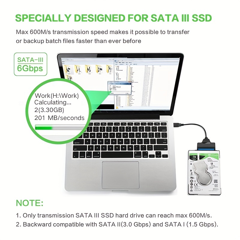 Câble SATA vers USB 3.0 Type-C, jusqu'à 6 Gbps pour disque dur externe HDD
