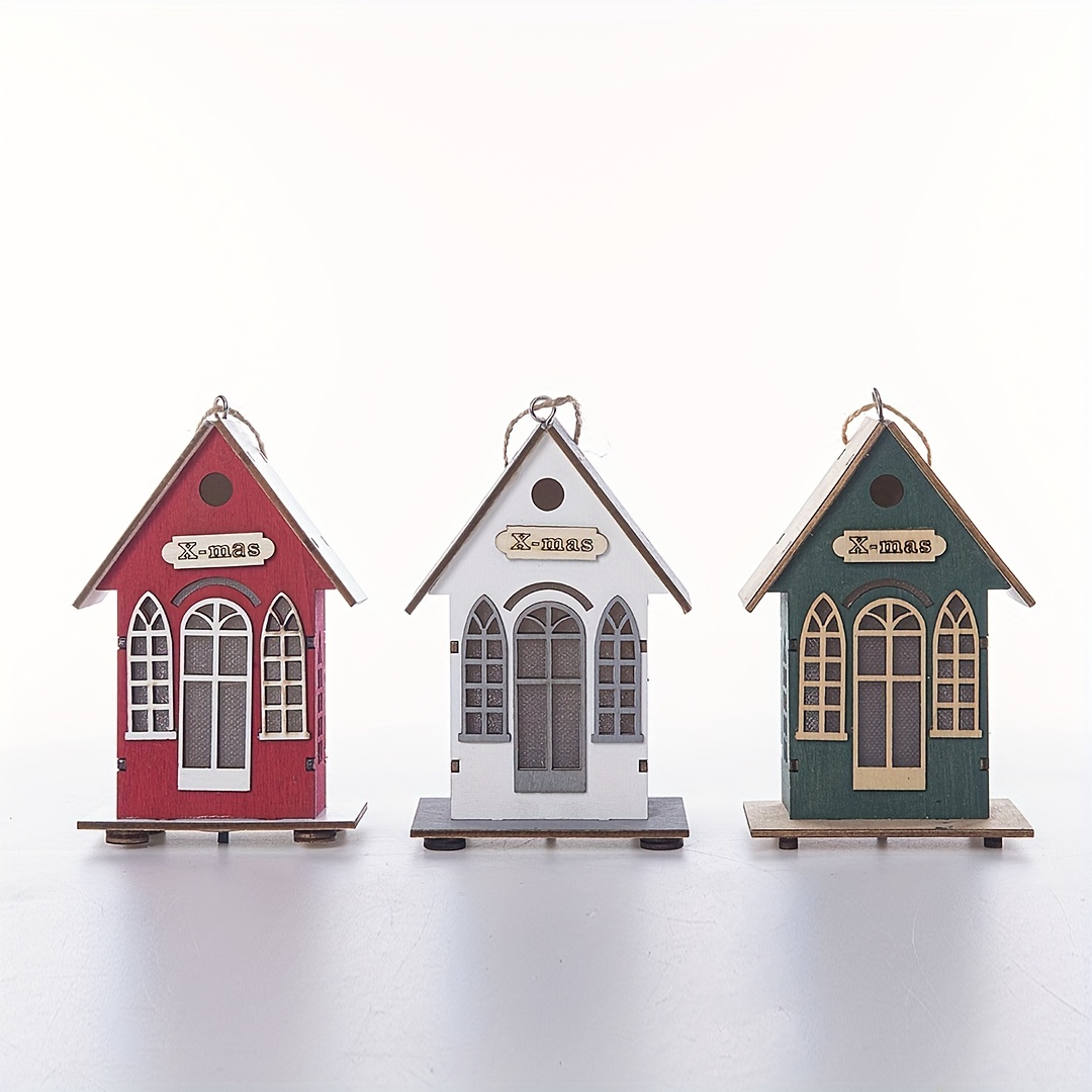 Christmas Wooden Luminous Small Wooden House Decor Small - Temu