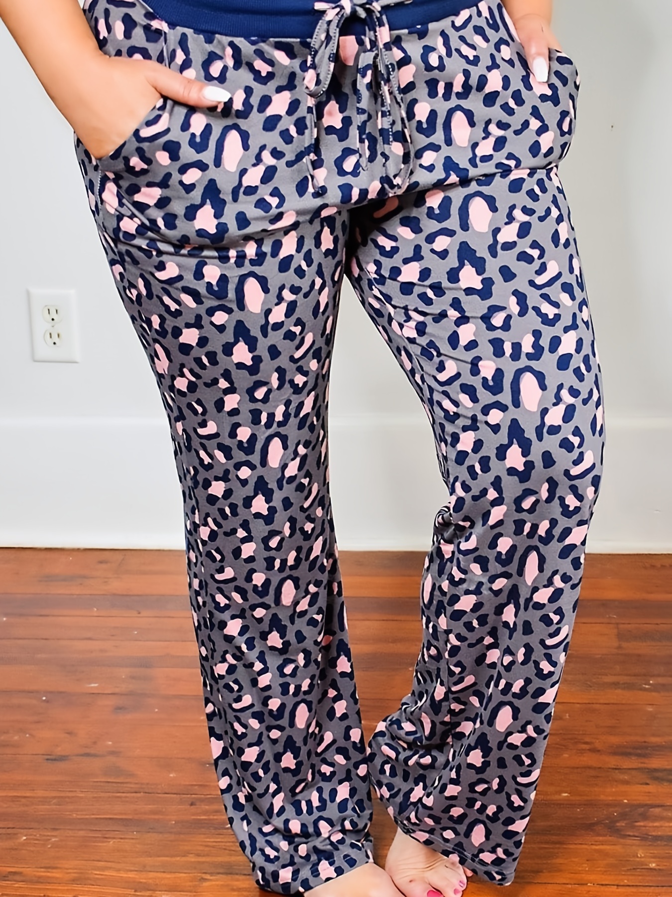 Compra online de Plus Size Sexy Pants, Women's Plus Leopard Print Elastic  High Rise Slight Stretch Jogger Trousers