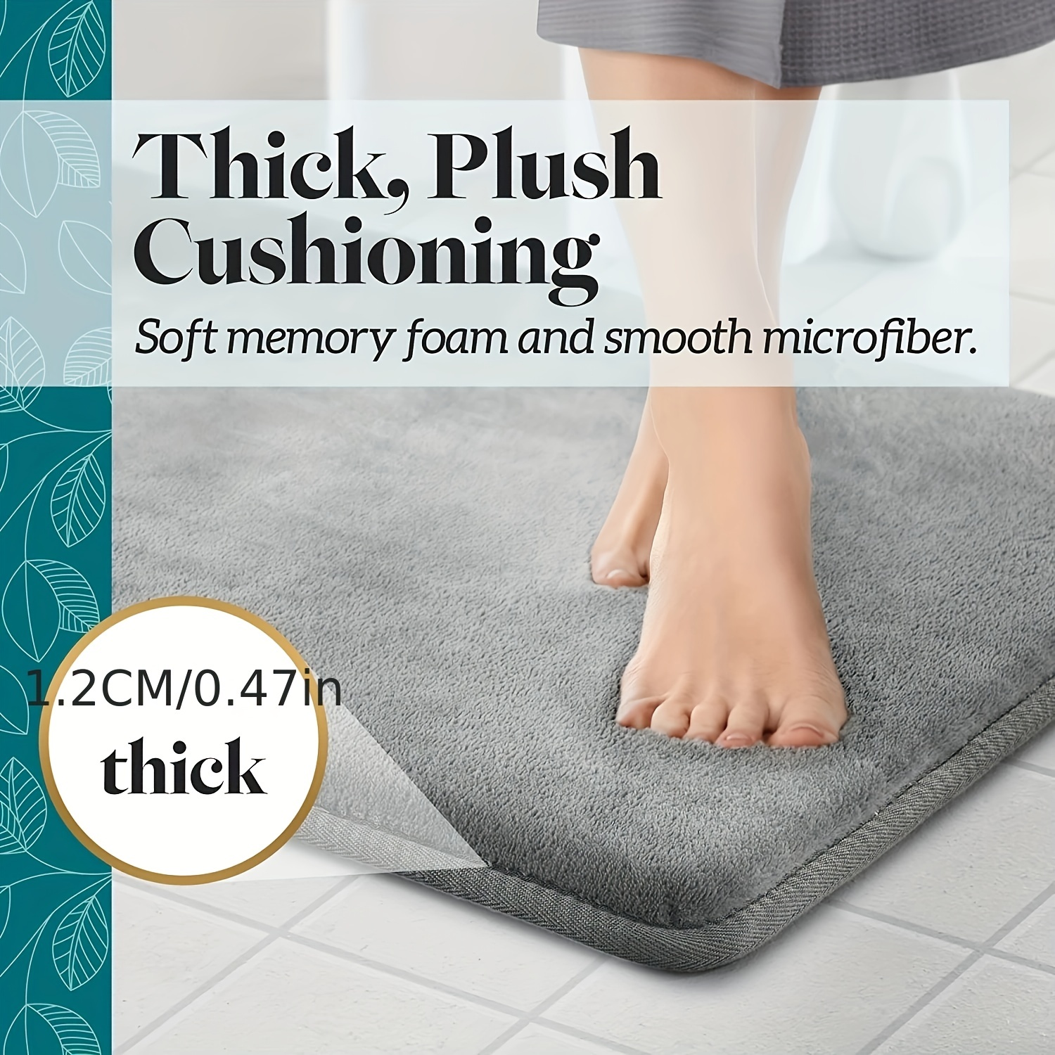 Bath Mat, Super Soft Plush Shower Mat Anti-slip, Super Absorbent