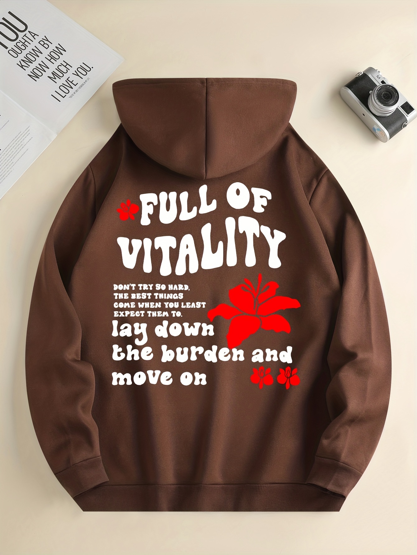Letter Flowers Print Hoodie Cool Hoodies For Men Mens Casual Graphic Design  Pullover Hooded Sweatshirt With Kangaroo Pocket Streetwear For Winter Fall  As Gifts, Don't Miss These Great Deals