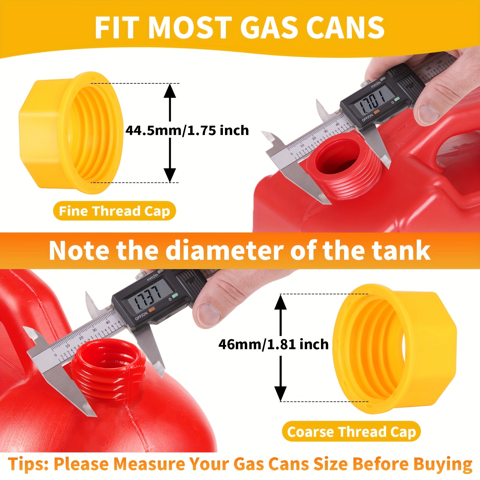 Gas Can Spout Replacement, Plastic Gas Can Spout Yellow Gas Can Nozzle with  Gas Tank Vent Cap Screw Caps Oil Pipe Drill Rubber Pad Sealing Cap for