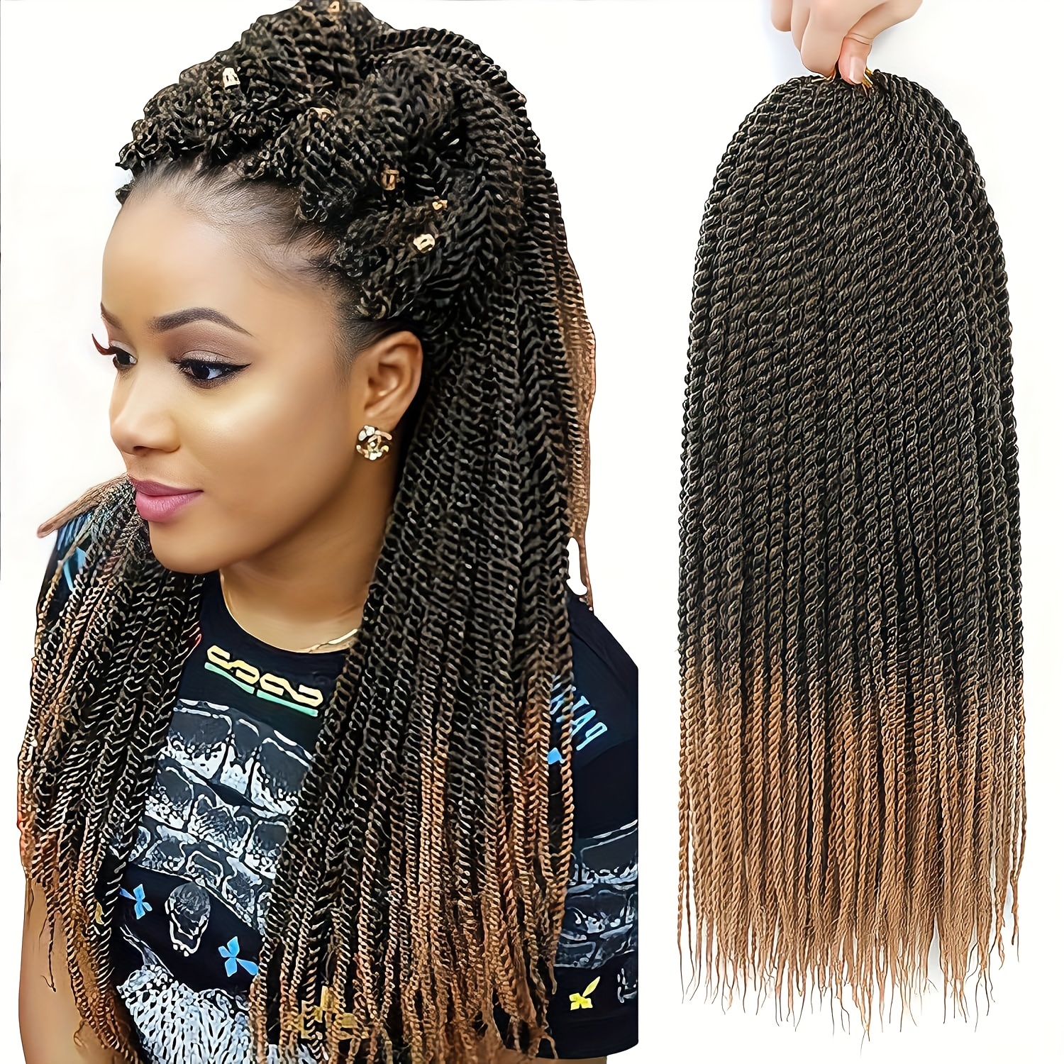 22 Inch Ombre Senegalese Twist Crochet Hair Pre-looped Synthetic Braids for  Women