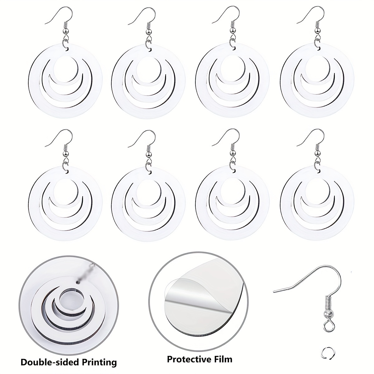 30Pcs Sublimation Earrings Round MDF Board White Earrings Heat Earrings  Unfinished for Jewelry DIY Making 