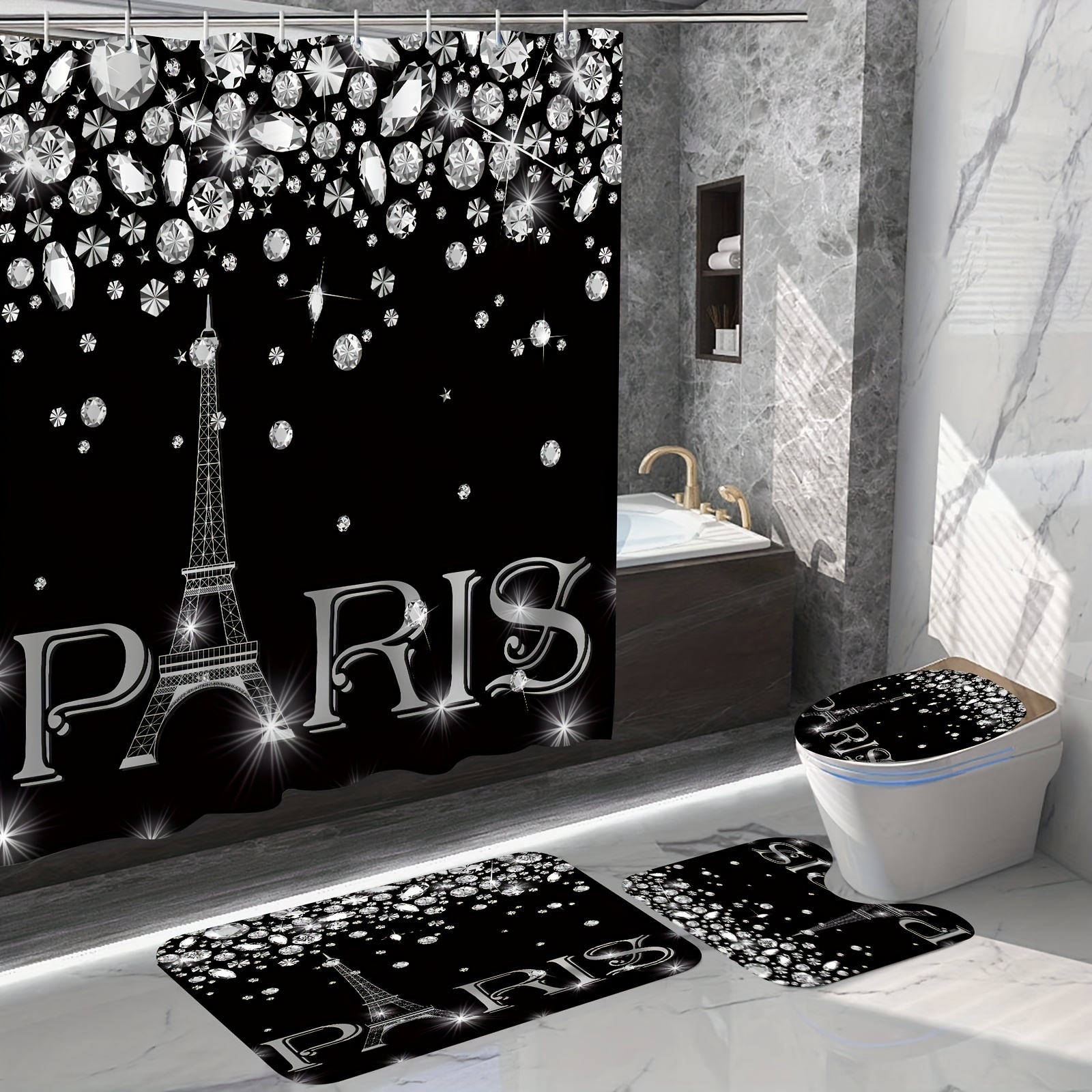Eiffel Tower Pattern Bathroom Sets Rugs