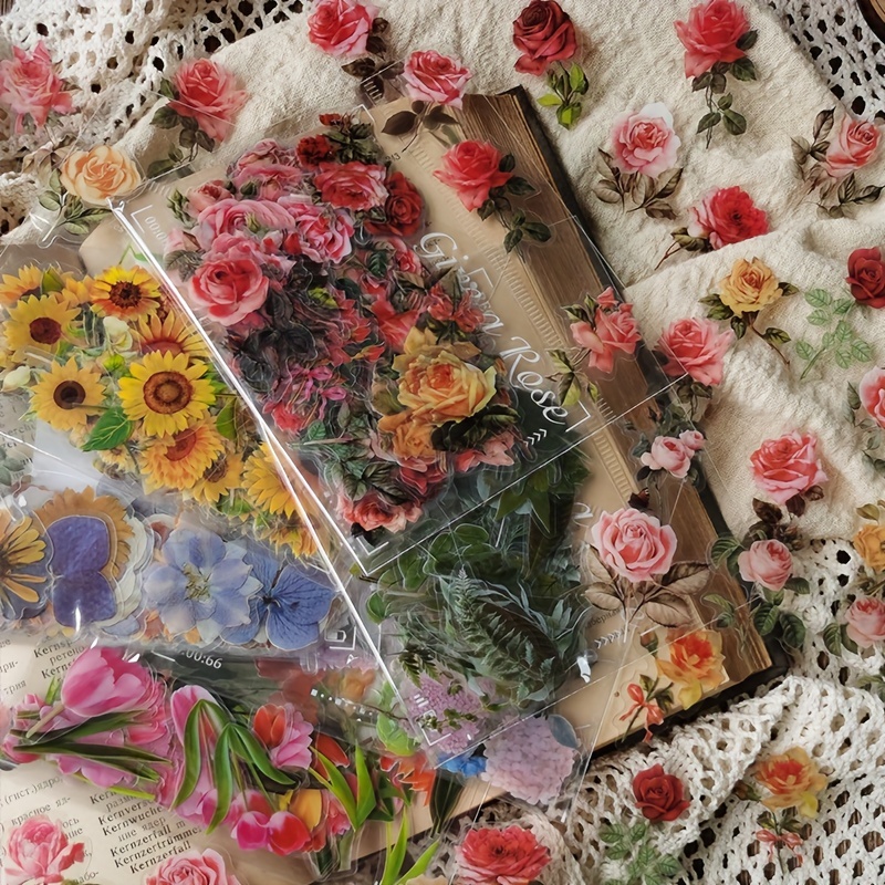 Vintage Flower Pattern Stickers For Diy Scrapbooking Materials