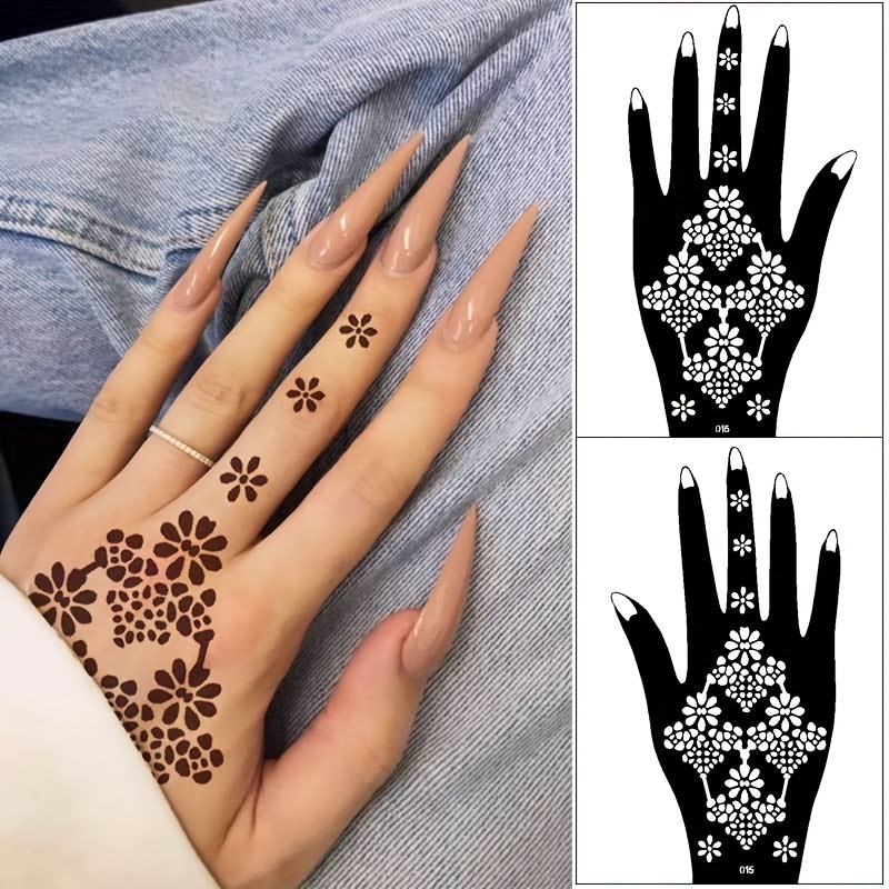 Mehndi Henna Stencils Temporary Tattoo Template Large Body Art Glitter Hand