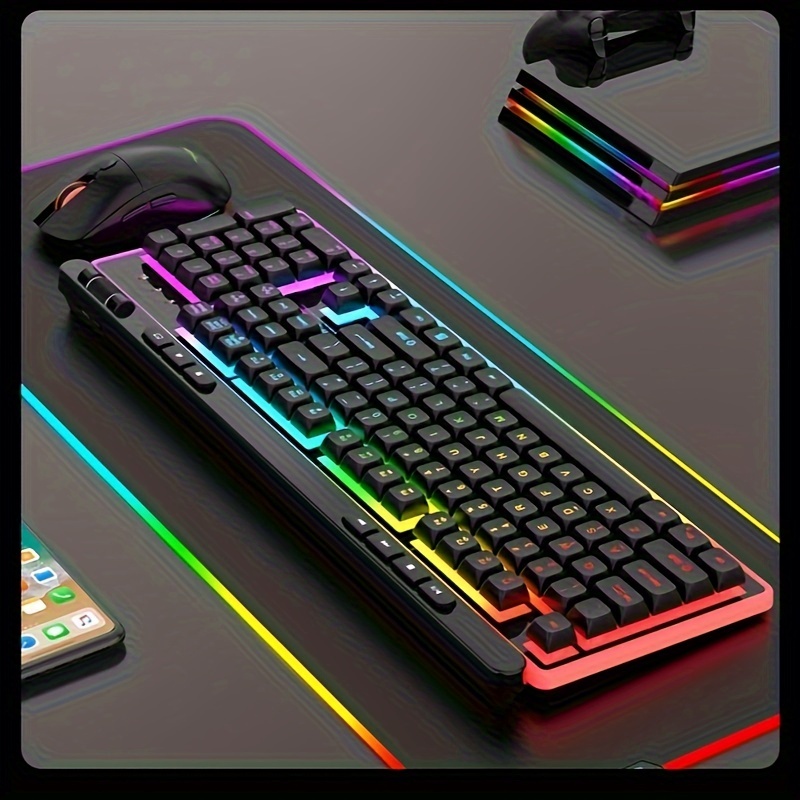 Luminous Keyboard Wired Punk Color Matching Computer - Temu