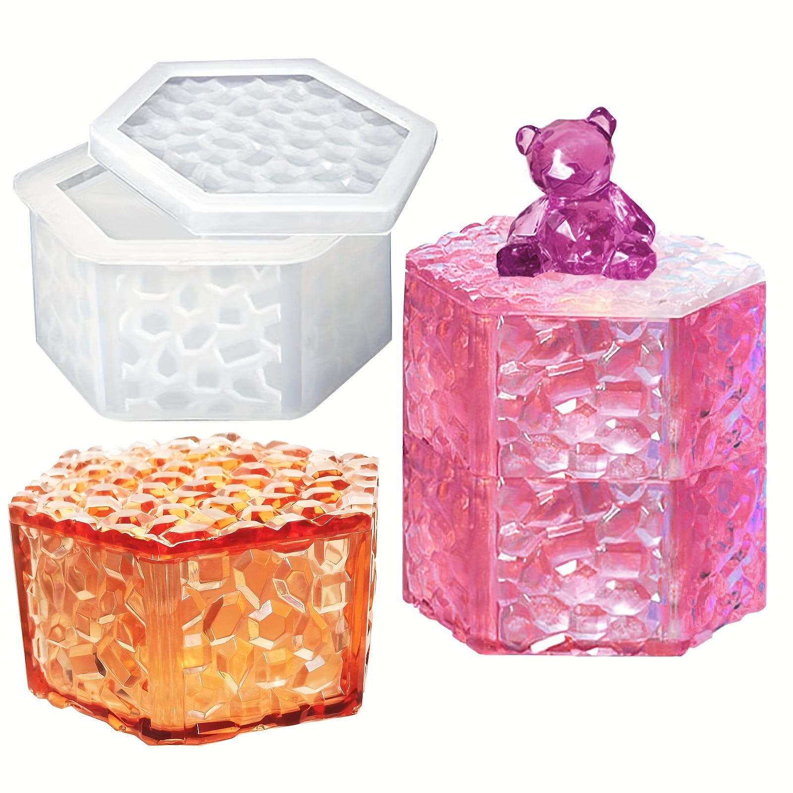 Box Resin Molds, Jewelry Box Molds With Heart Shape Silicone Resin Mold,  Hexagon Storage Box Mold And Square Epoxy Molds For Making Resin Molds,  Candle Mold, Soap Mold - Temu Germany