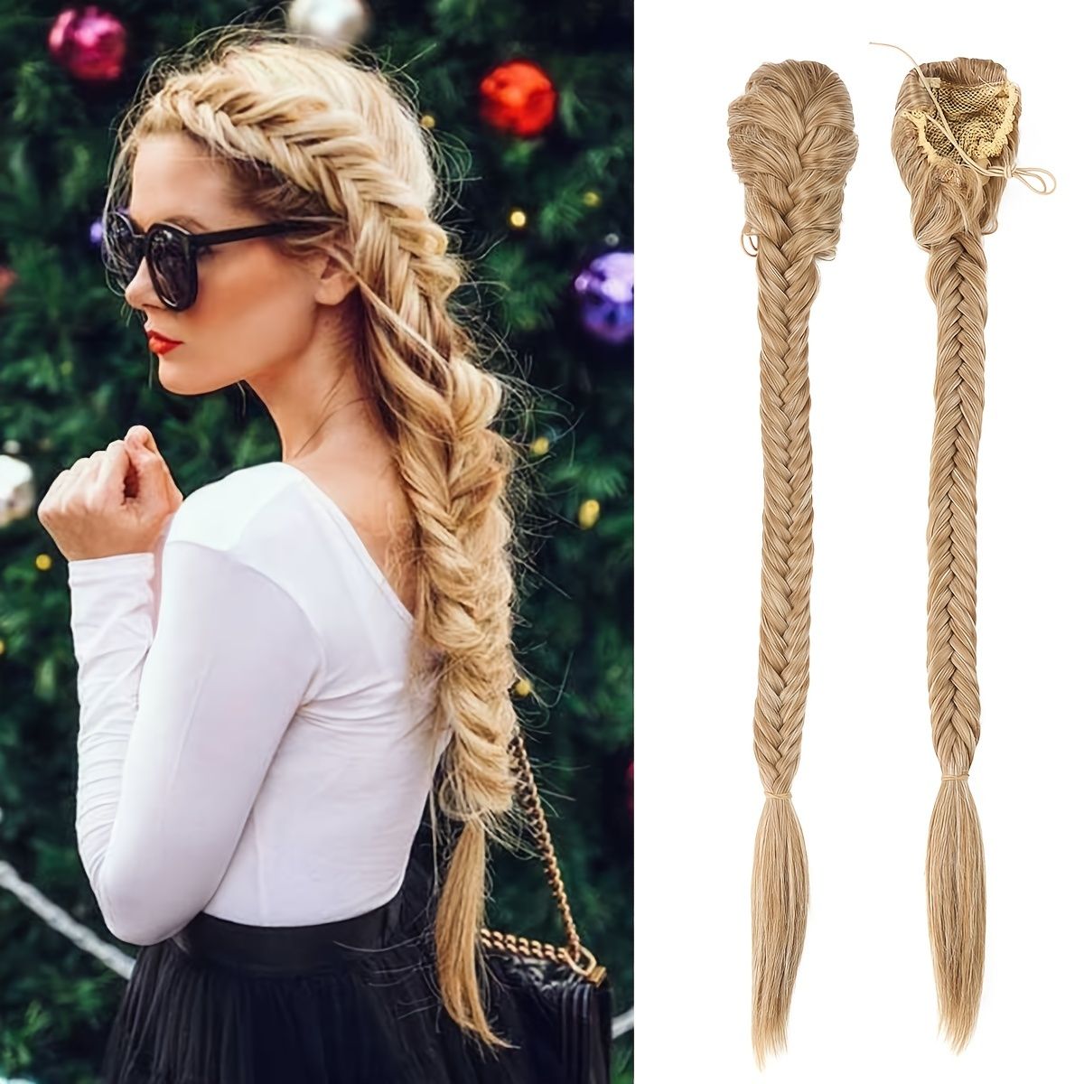 22 Inches Fishbone Ponytail Extensions Women Hairpieces Synthetic Curly  Ponytail Natural Blonde Fishtail Braids Ponytail Fake Hair - Beauty &  Personal Care - Temu