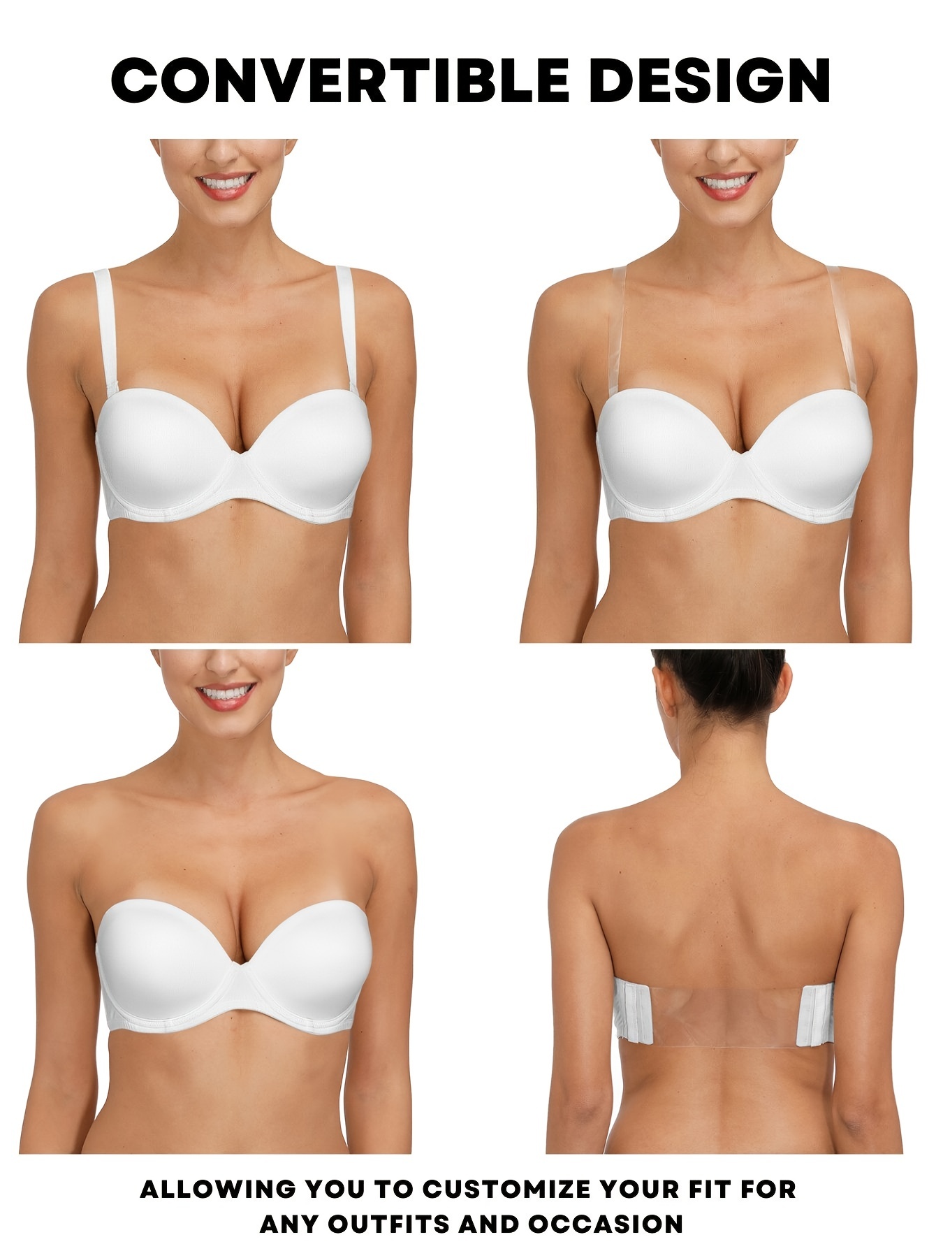 Pendant Decor Bandeau Bra Comfy Strapless Push Everyday Bra - Temu