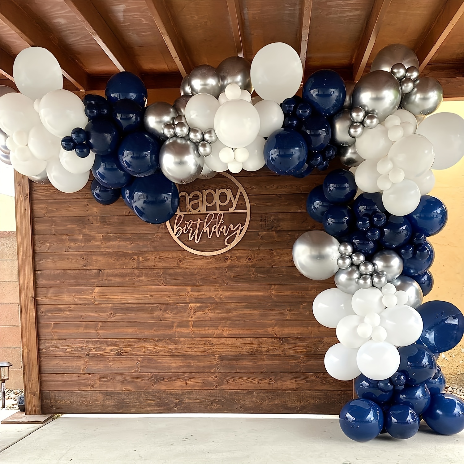 Navy Blue Silver Balloons Garland Arch Kit Navy Blue Silvery