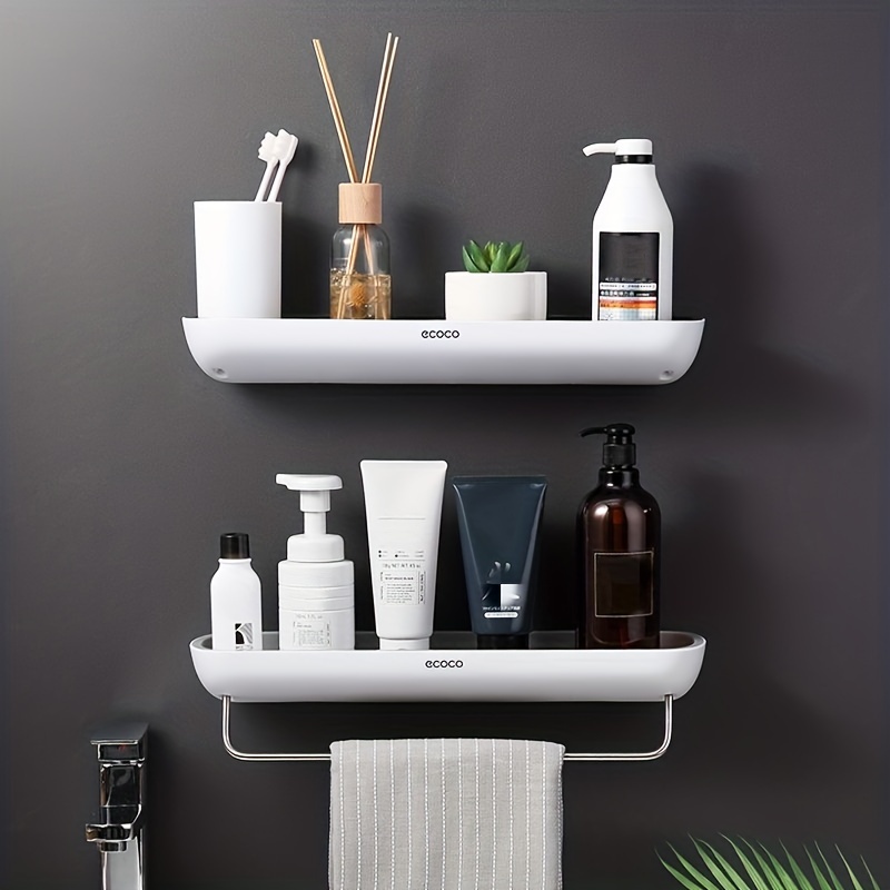 Wall Mounted Bathroom Shelf Floating Shelf Shower Shampoo Hanging Holder  Rack Punch-Free Self-Adhesive Wall Storage Organizer 