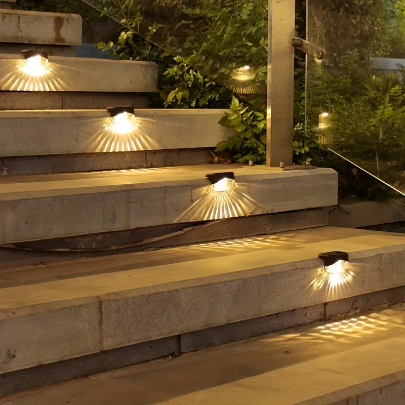 4pcs solar deck lights outdoor solar step lights waterproof led fence lighting for outside railing stairs yard details 1