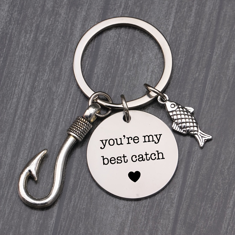 1pc Youre My Best Catch Keyring For Men Fishhook Keychain Fishing
