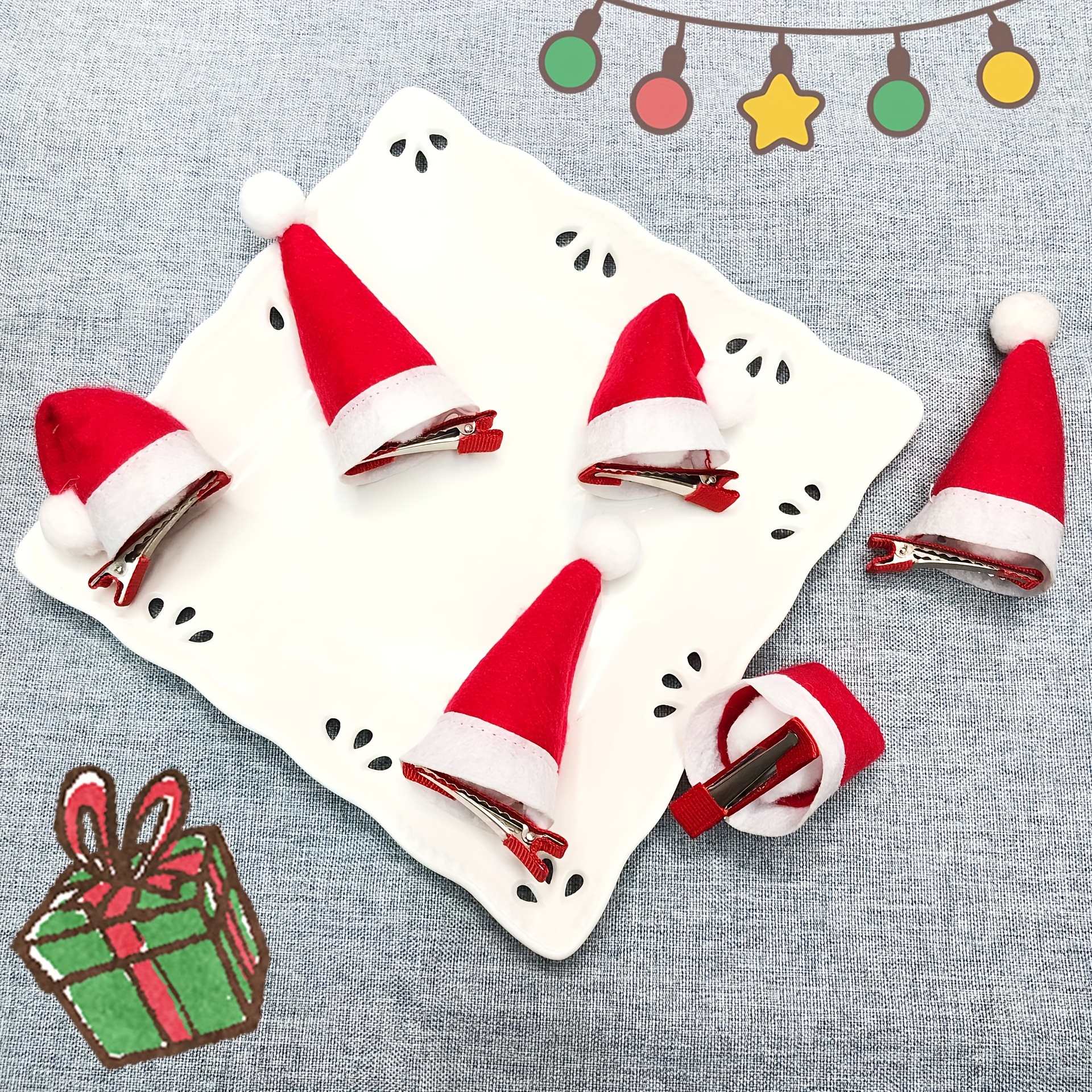 Mini Christmas Hat Hairpin Photo Decoration Plush Edge Clip