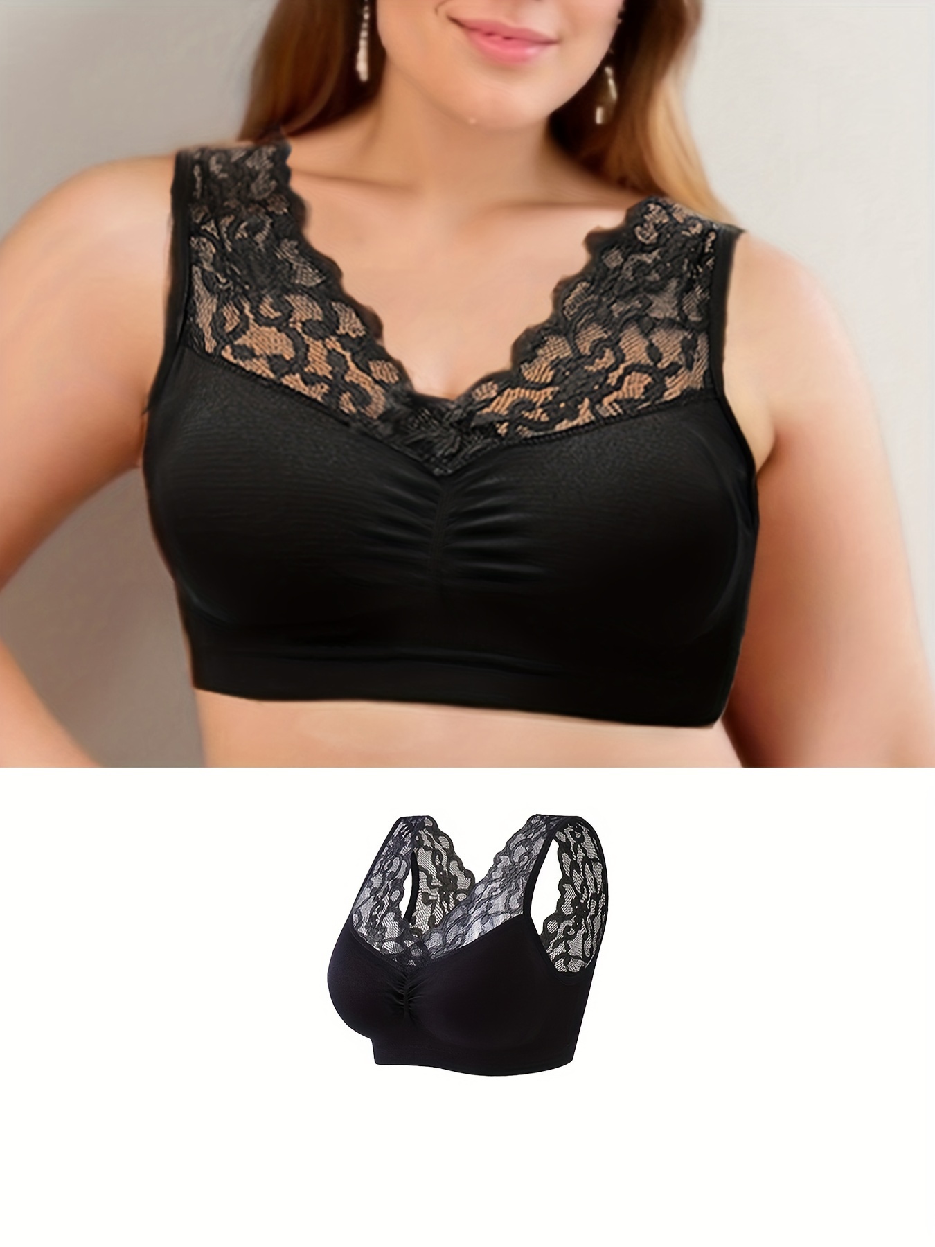 Women's Front Closure Bras Unlined Floral Lace Soft Plunge Sexy Underwire  Plus Size Black Red Beige - AliExpress