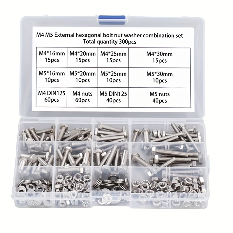 Juego de tornillos hexagonales y tuercas remachables de acero inoxidable  M8-0.049 x 0.984 in (A2-70) para abrazadera de vidrio (4 juegos)