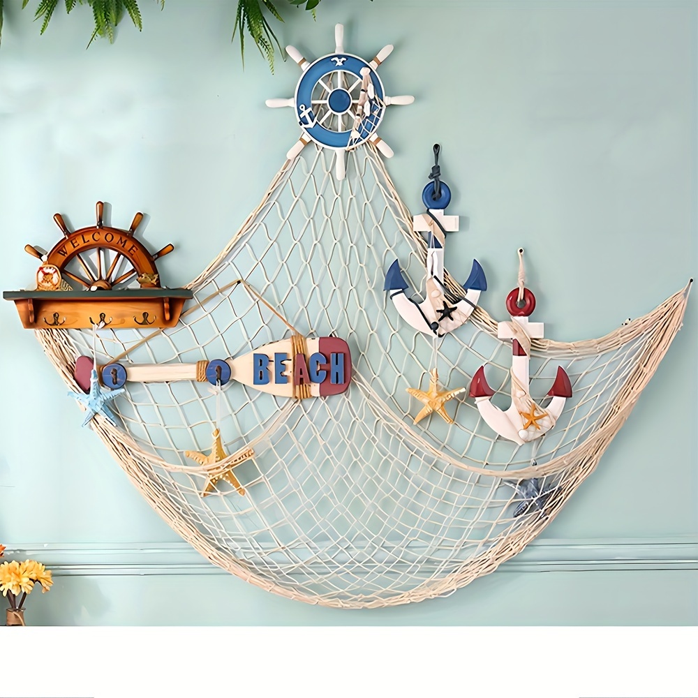 Old Tjikko Fishing Net Decoration, Maritime Decoration, Mediterranean Style  Fishing Decorative With Coloured Shells, Net Bedroom, Living Room, Wall Bar  Party Decor, Photography, Approx. 150 x 200 cm : : Home & Kitchen