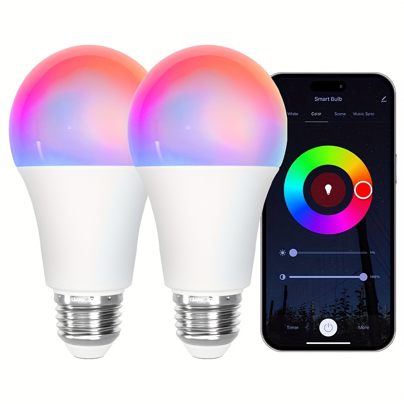 Bombillas inteligentes, bombilla LED WiFi y Bluetooth que es compatible con  Alexa y Google Home, bombilla que cambia de color, bombillas WiFi A19 E26