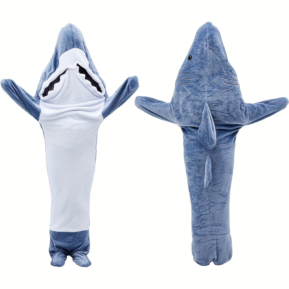 1pc Shark Blanket Hoodie For Adult Boys And Girls, Cartoon Shark Wearable  Blanket Super Soft And Cozy Flannel Shark Hoodie Sleeping Bag