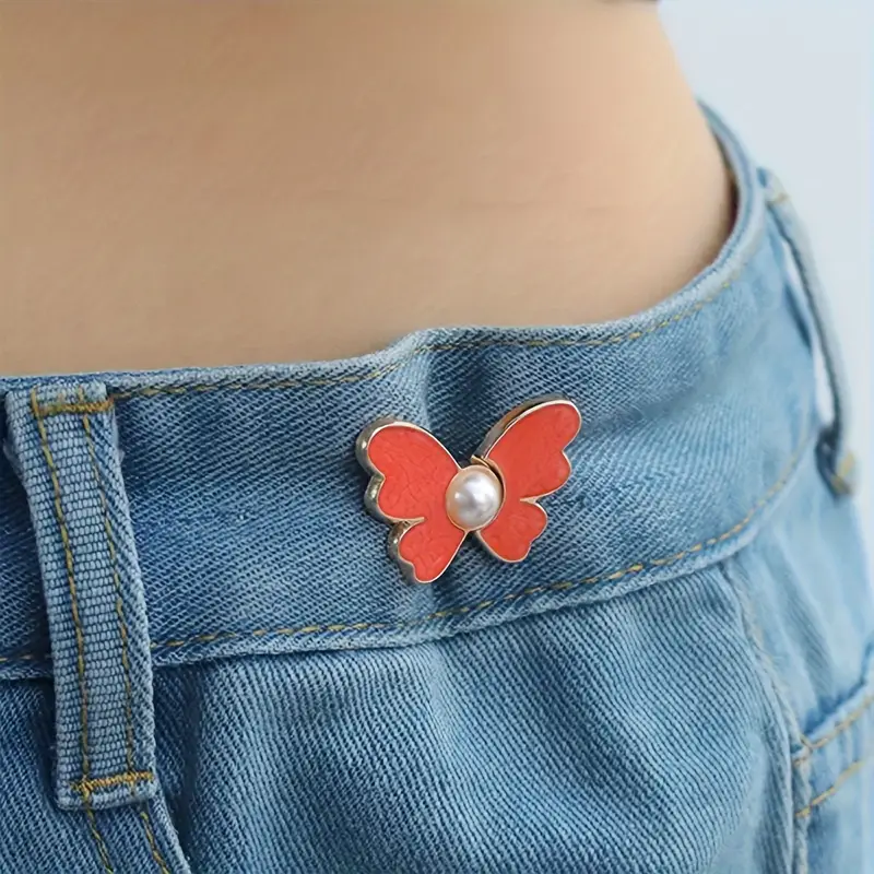 Waist Tightener Button Butterfly Adjustment Buckle Jeans Denim