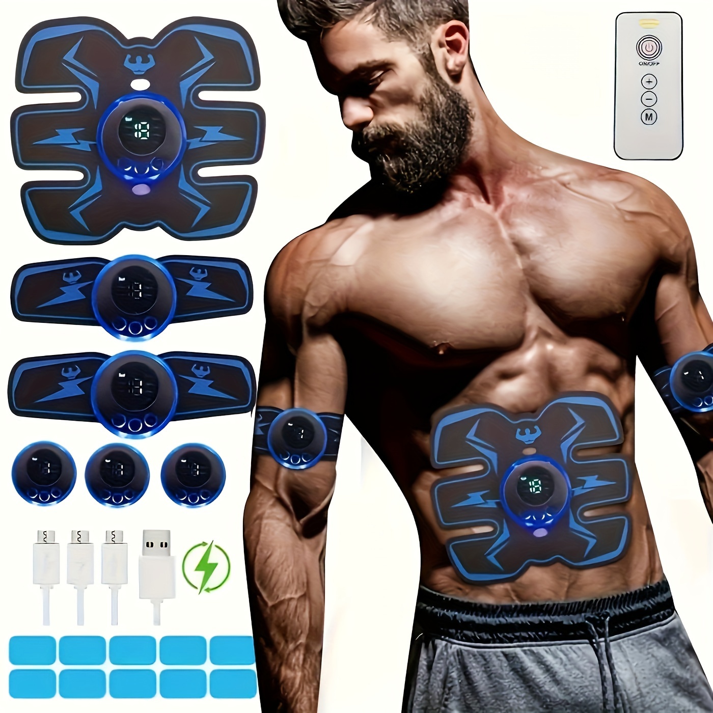 3 Pcs Stimulator, Electric Muscle Stimulator For Workout With Abdomen  Stimulator And Arm/leg/hip Stimulators, Smart Fitness Machine For Men