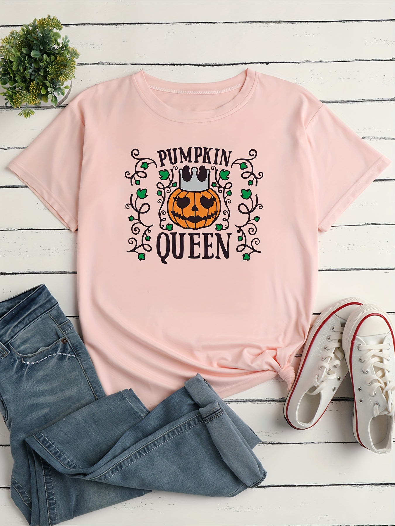 Plus Size Halloween Top Women's Plus Pumpkin Print Tie Dye - Temu Canada