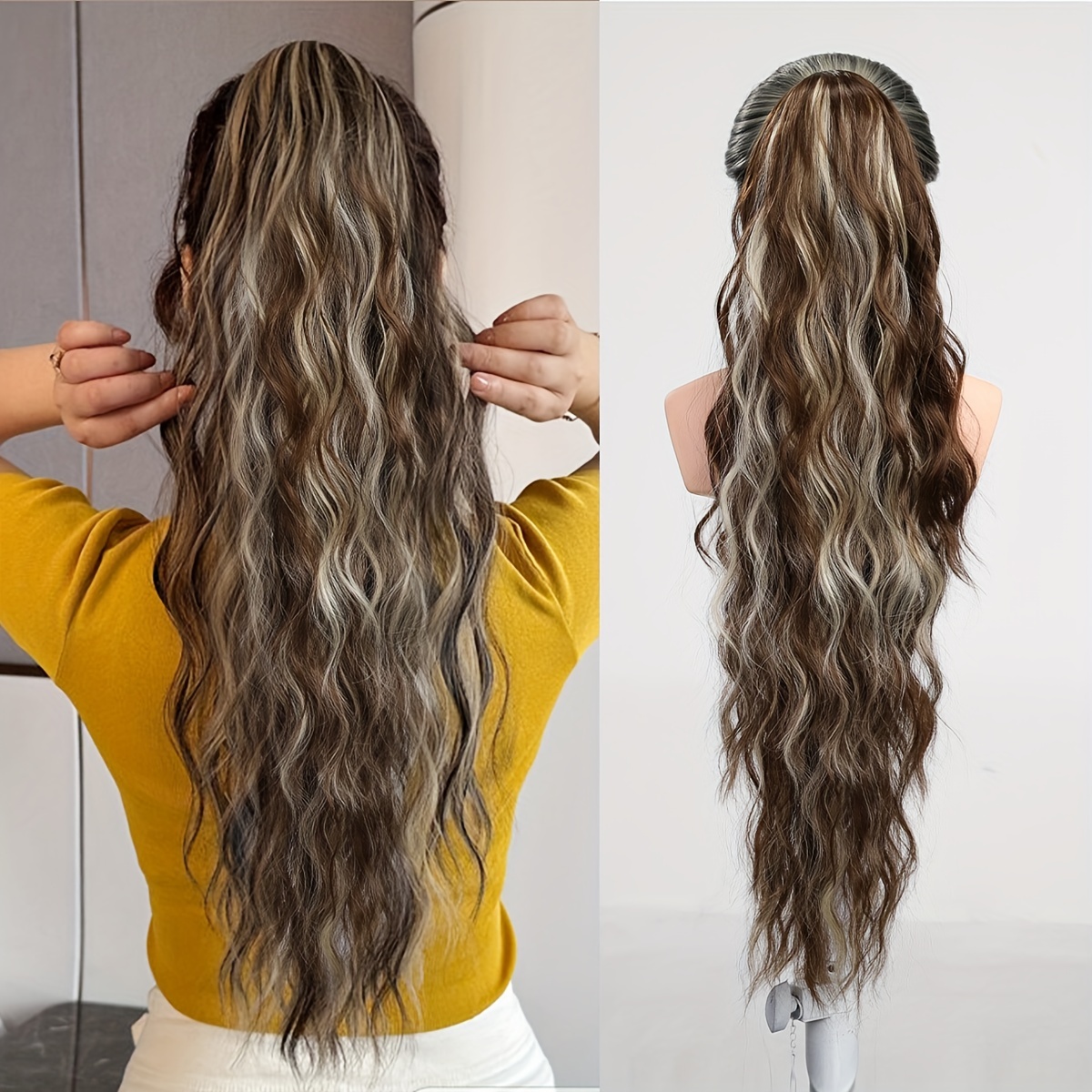 Long Wavy Ponytail Extensions Synthetic Clip In Hair Extensions