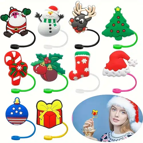 6 PCS Christmas Theme Straw Cover Caps, for Stanley 30&40 Oz