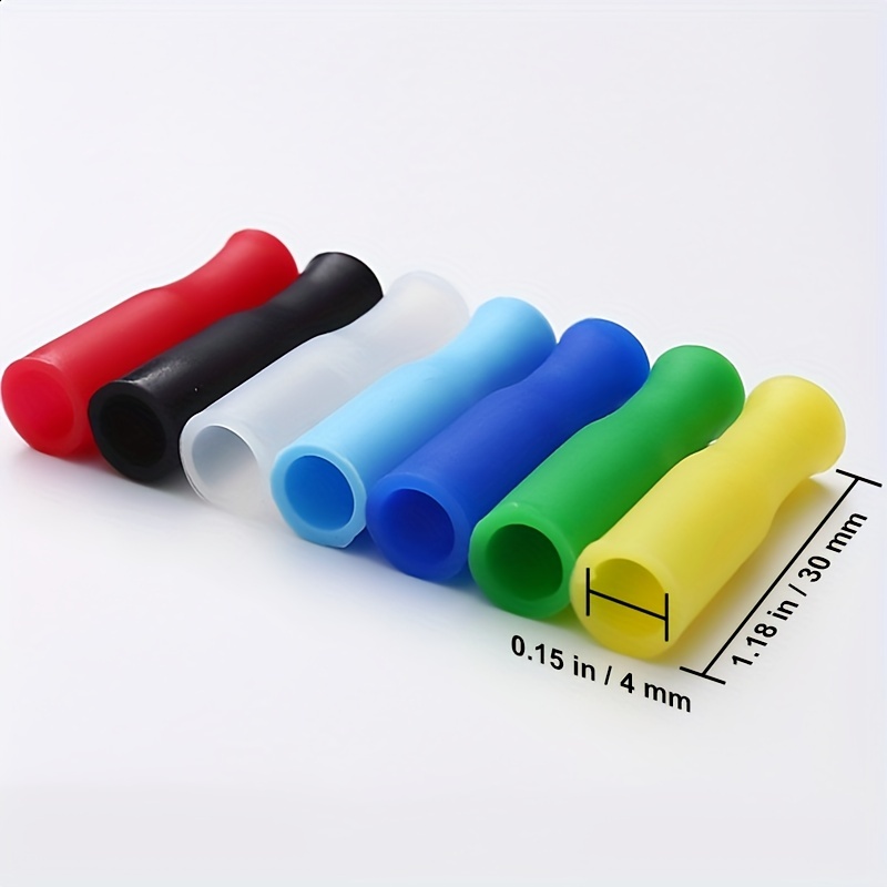  8PCS Silicone Straw Tips, Food Grade Rubber Metal