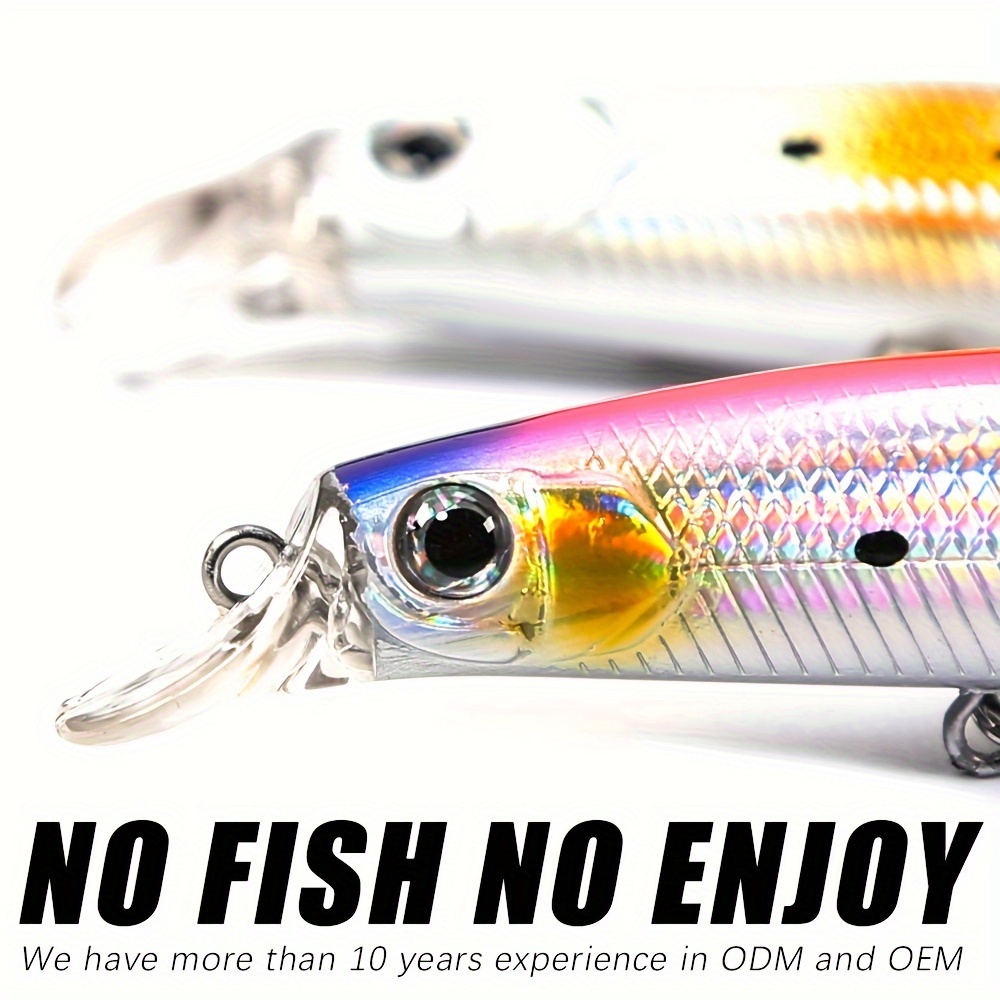 Slow Sinking Minnow Lure Bass Tuna Hard Bait Treble Hook