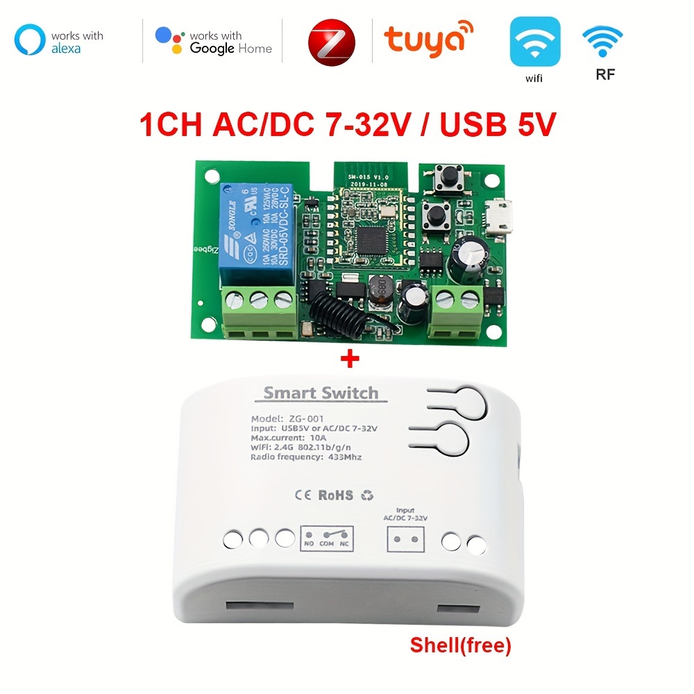 TUYA Smart life APP Wifi Remote control switch AC 110V 220V 1CH Smart –  QIACHIP