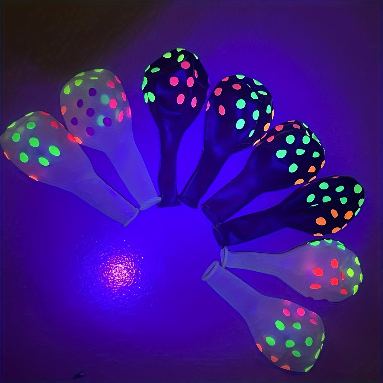 Uv Neon Balloons Dot Print Balloons Glow In The Dark Uv - Temu