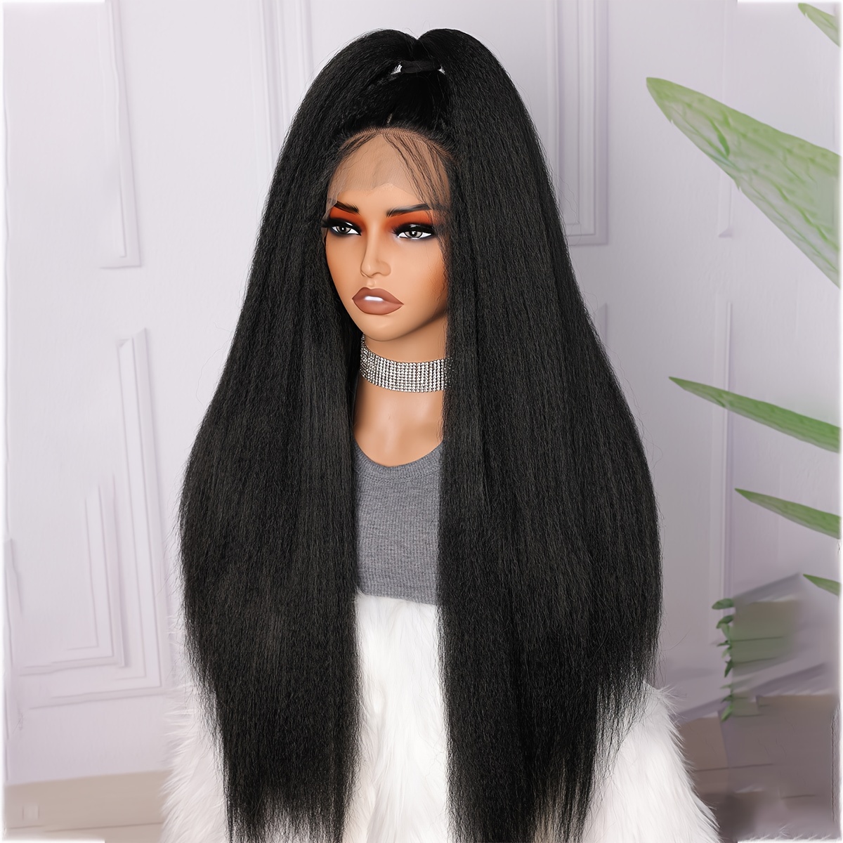 Long Yaki Wigs Women 180 Density Kinky Straight Lace Temu